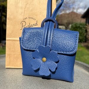 PLG Blooming Wristlet Molino Blue Cutout Flower Mini Bag Portland Leather Goods